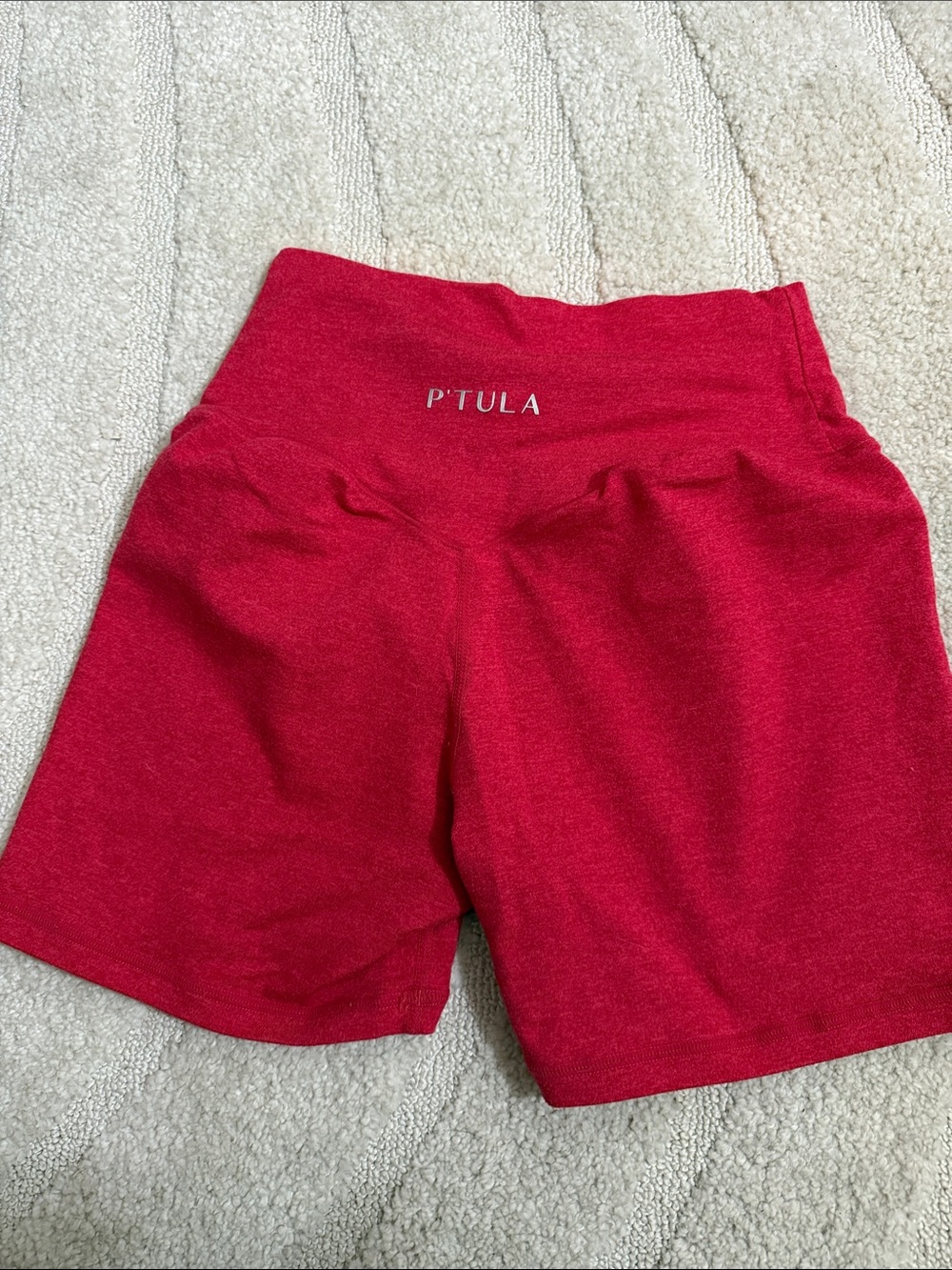 P'tula Bright Red High-Waist Women's Athletic Shorts